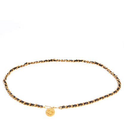 Chanel Leather Gold Chain Link CC Medallion Belt Black 1 of 6