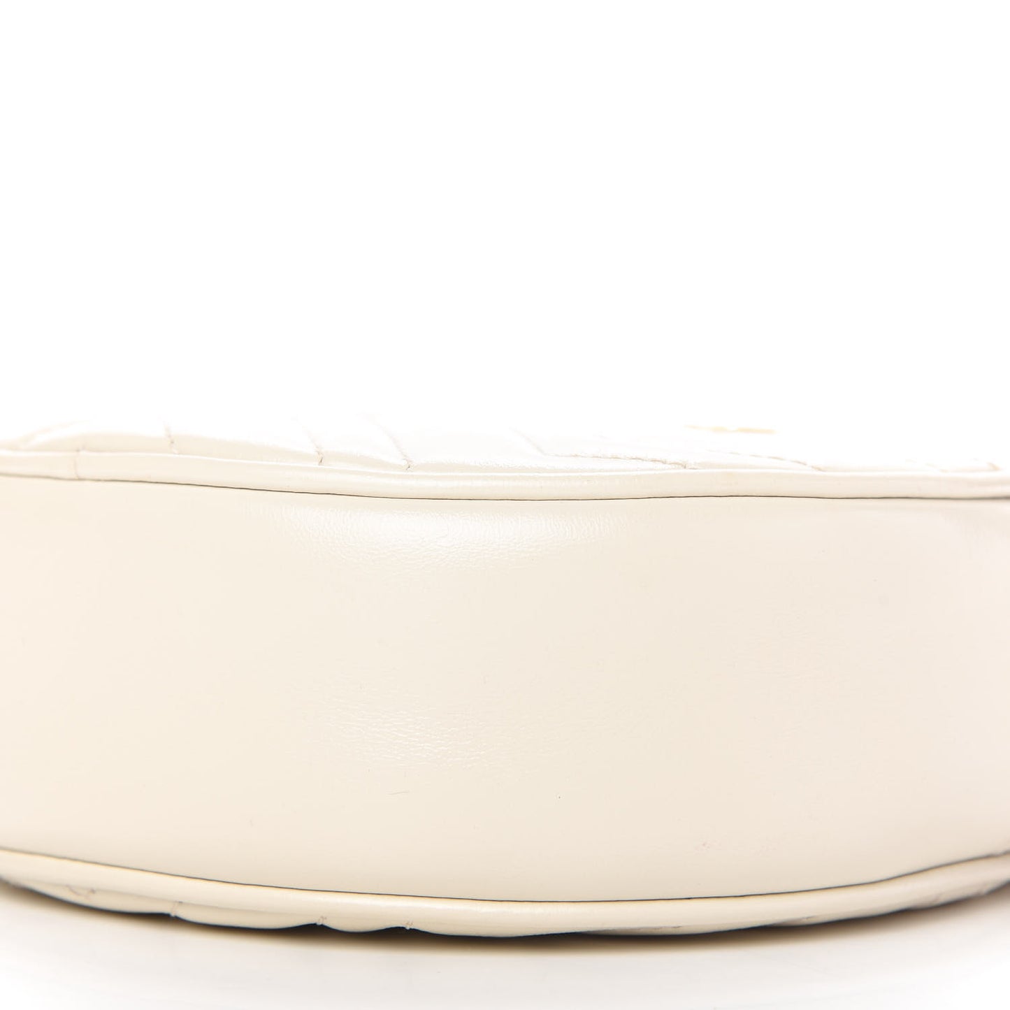 Calfskin Matelasse Mini GG Marmont Round Shoulder Bag White