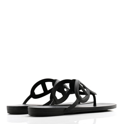Hermes Rubber Womens Egerie Sandals 40 Black 4 of 11