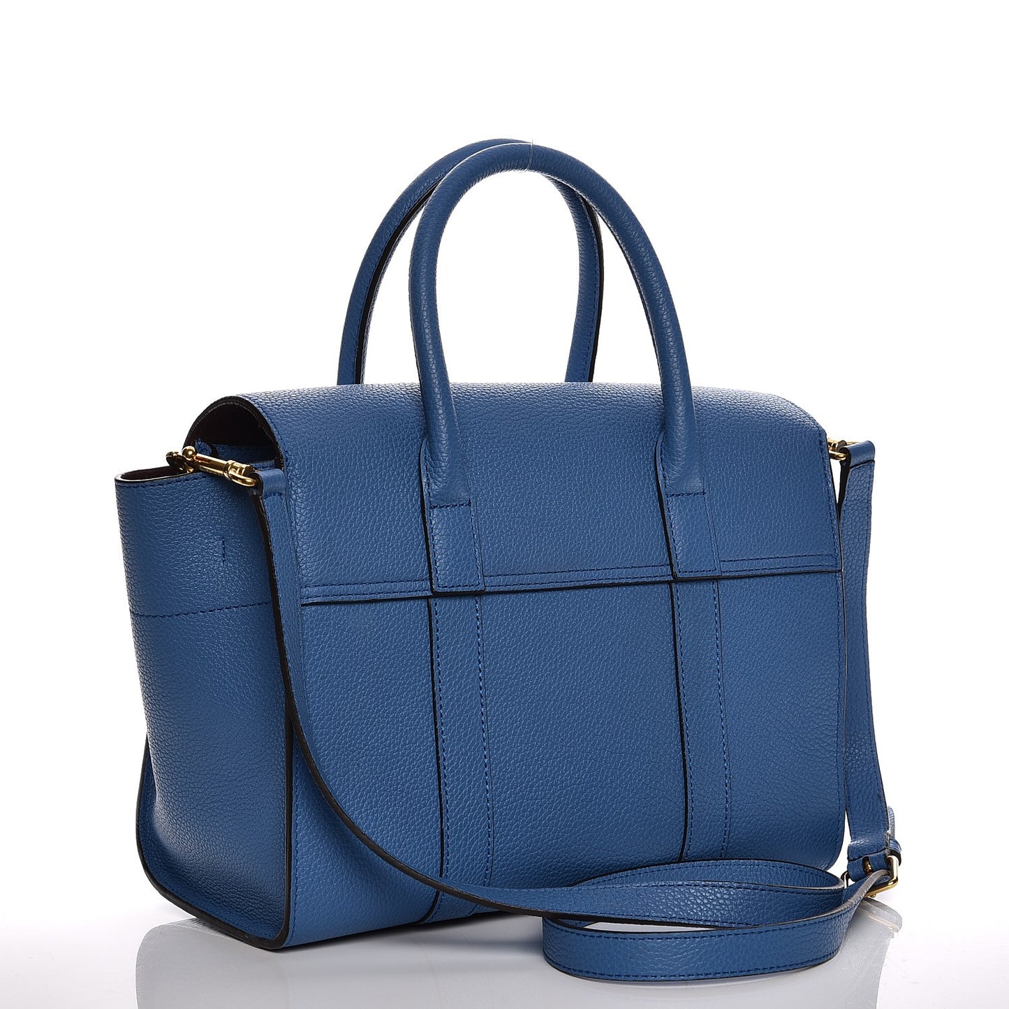 Classic Grain Calfskin Small Bayswater Porcelain Blue