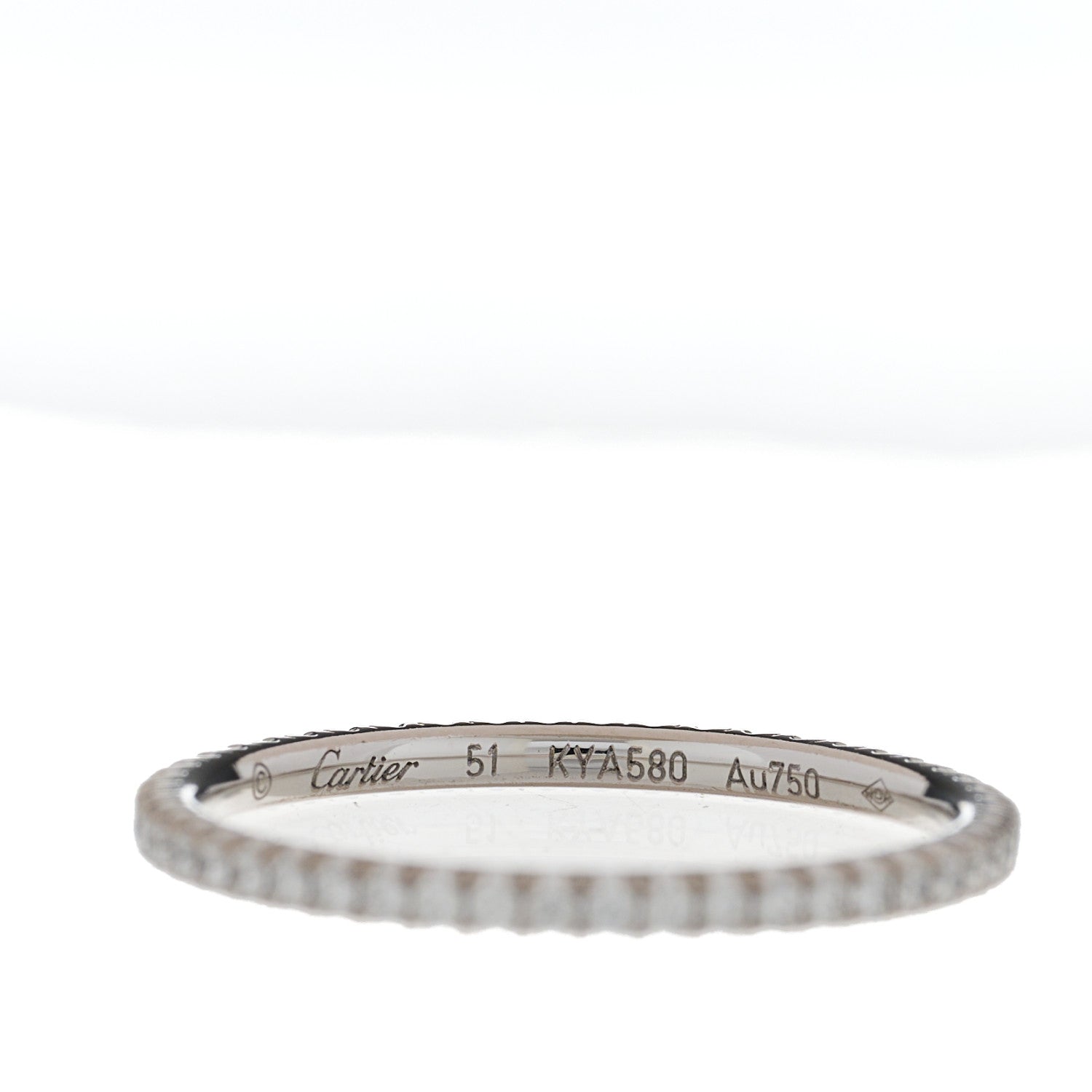 Cartier 18K White Gold Diamond 1.5mm Etincelle de Cartier Wedding Band Ring 51 5.75 4 of 5