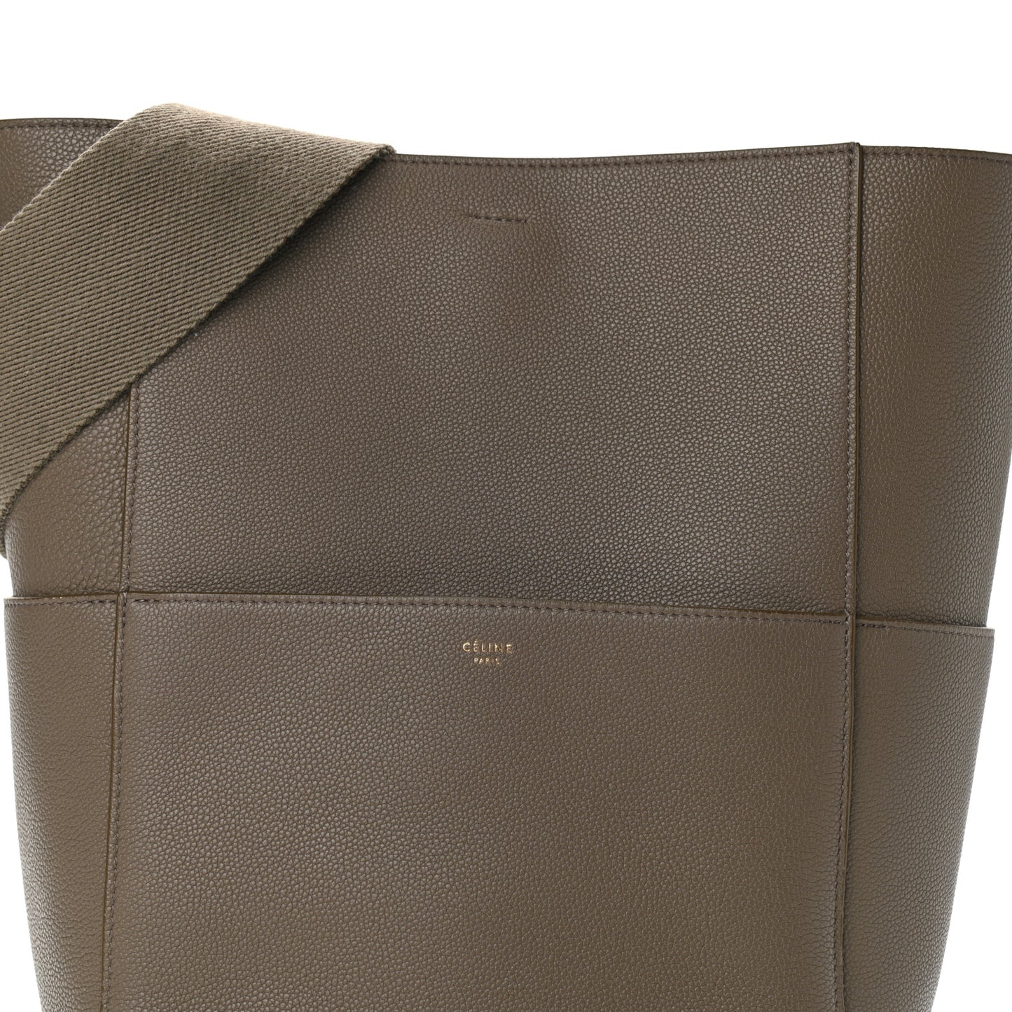 Soft Grained Calfskin Sangle Bucket Bag Taupe