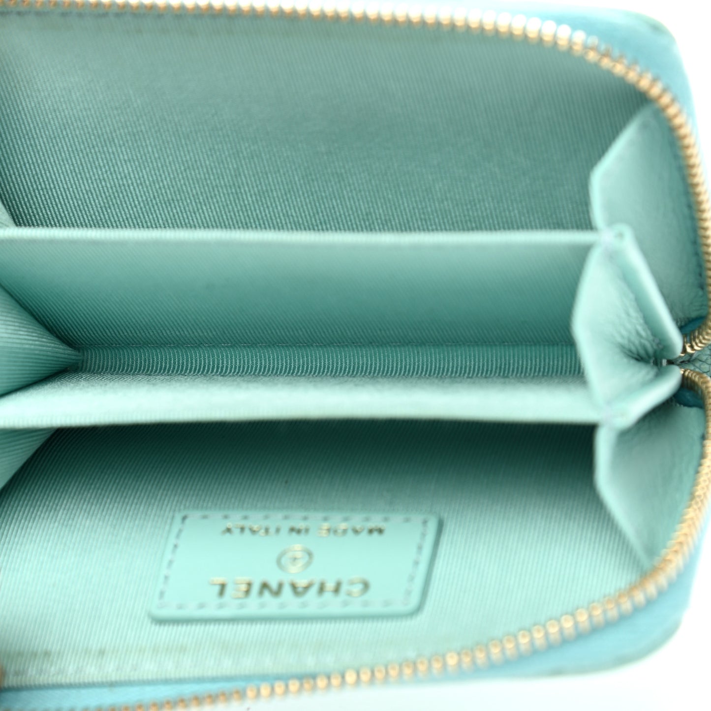 Caviar Quilted Zip Coin Purse Light Blue