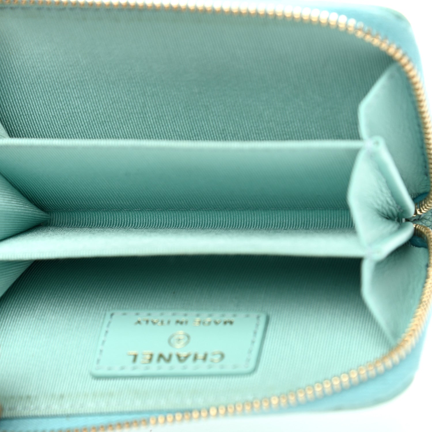Chanel Caviar Quilted Zip Coin Purse Light Blue 5 of 9