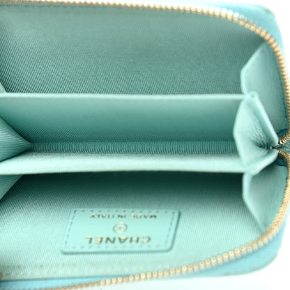 Chanel Caviar Quilted Zip Coin Purse Light Blue 5 of 9