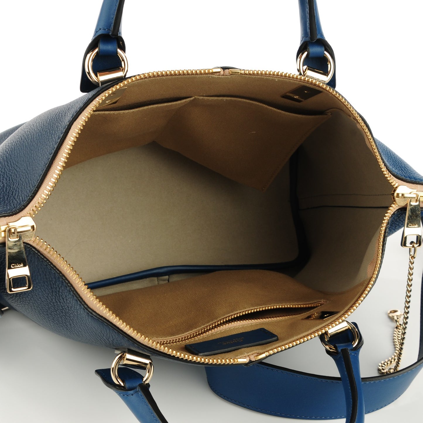 Pebbled Calfskin Medium Baylee Bi-Color Tote Cobalt Navy