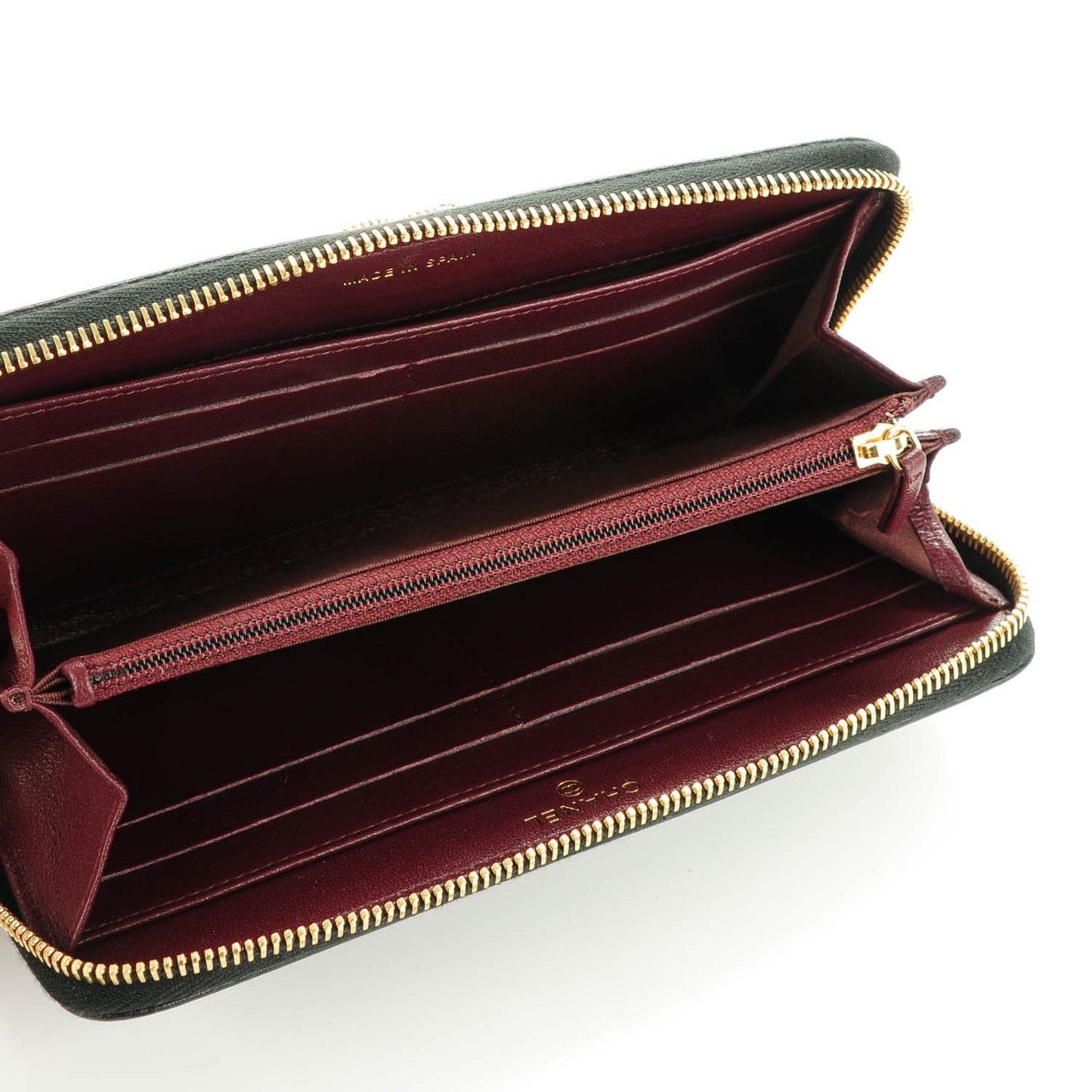 Sheepskin Quilted Mademoiselle Vintage Zip Around Wallet Black