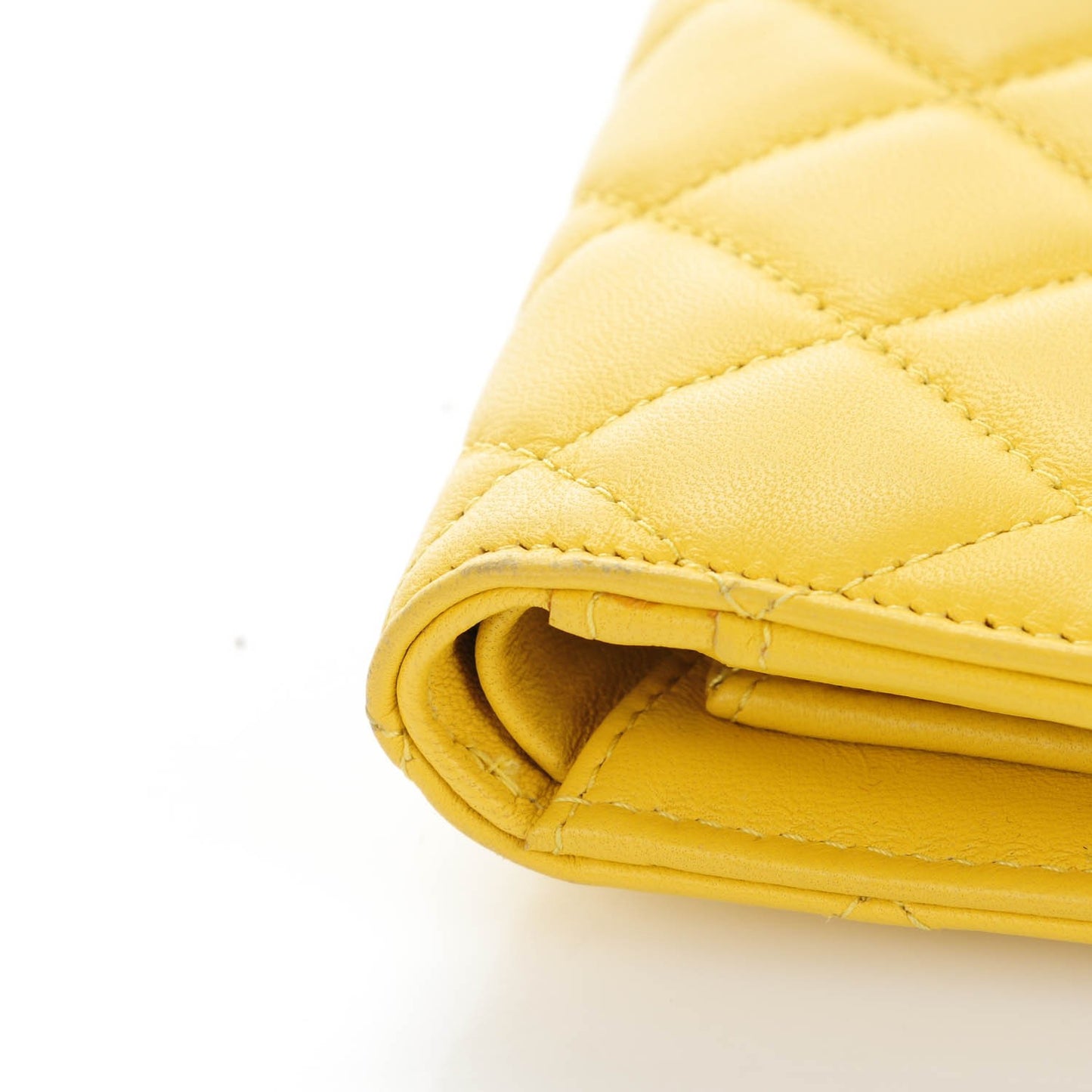 Lambskin Quilted Yen Wallet Yellow