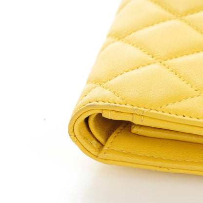 Chanel Lambskin Quilted Yen Wallet Yellow 9 of 9
