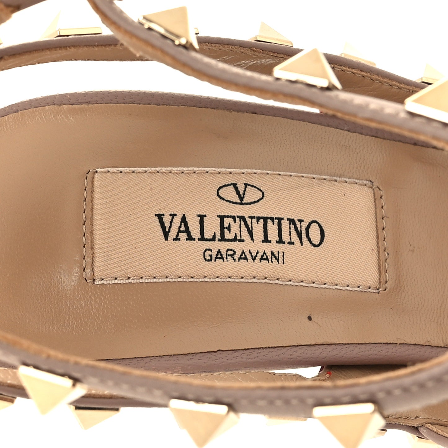 Patent Nappa Rockstud Ankle Strap 100mm Pumps 36.5 Rosso Valentino Poudre
