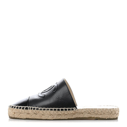 Chanel Iridescent Goatskin Patent CC Espadrille Mules 35 Black 1 of 4