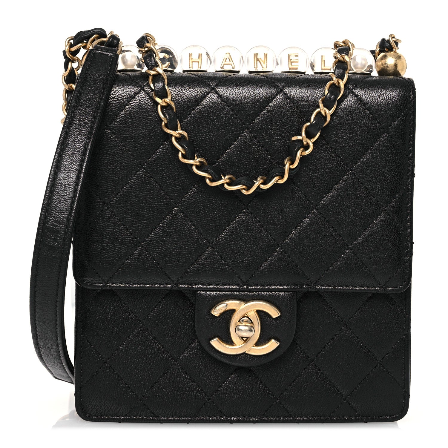 Chanel Lambskin Quilted Chic Pearls Flap Black 1 of 12