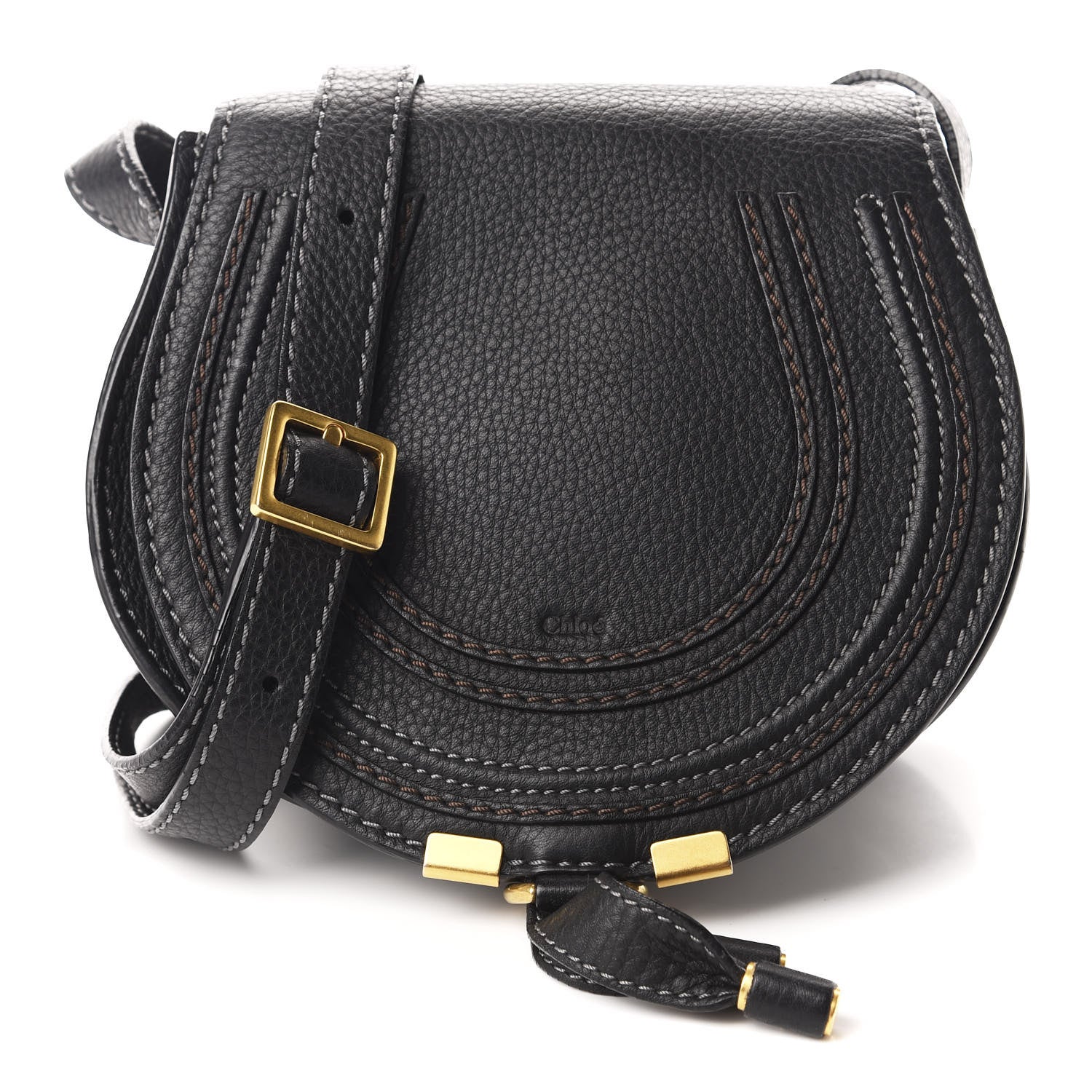 Chloe Calfskin Mini Marcie Round Crossbody Bag Black 1 of 9