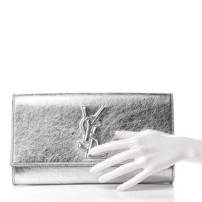 Saint Laurent Metallic Calfskin Monogram Large Belle De Jour Clutch Silver 2 of 7