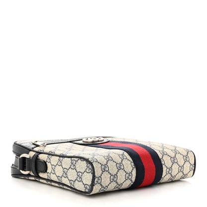 Gucci GG Supreme Monogram Textured Dollar Calfskin Web Small Ophidia Messenger Bag Beige Blue 4 of 11