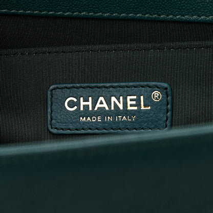 Chanel Caviar Quilted Medium Boy Flap Dark Green 5 of 9