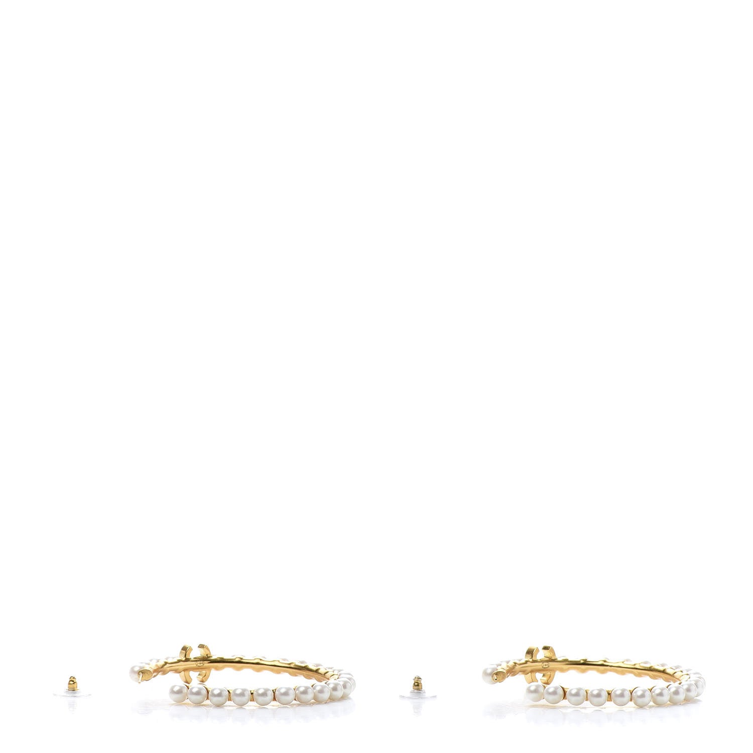 Chanel Pearl CC More Is More Hoop Earrings Gold 4 of 7