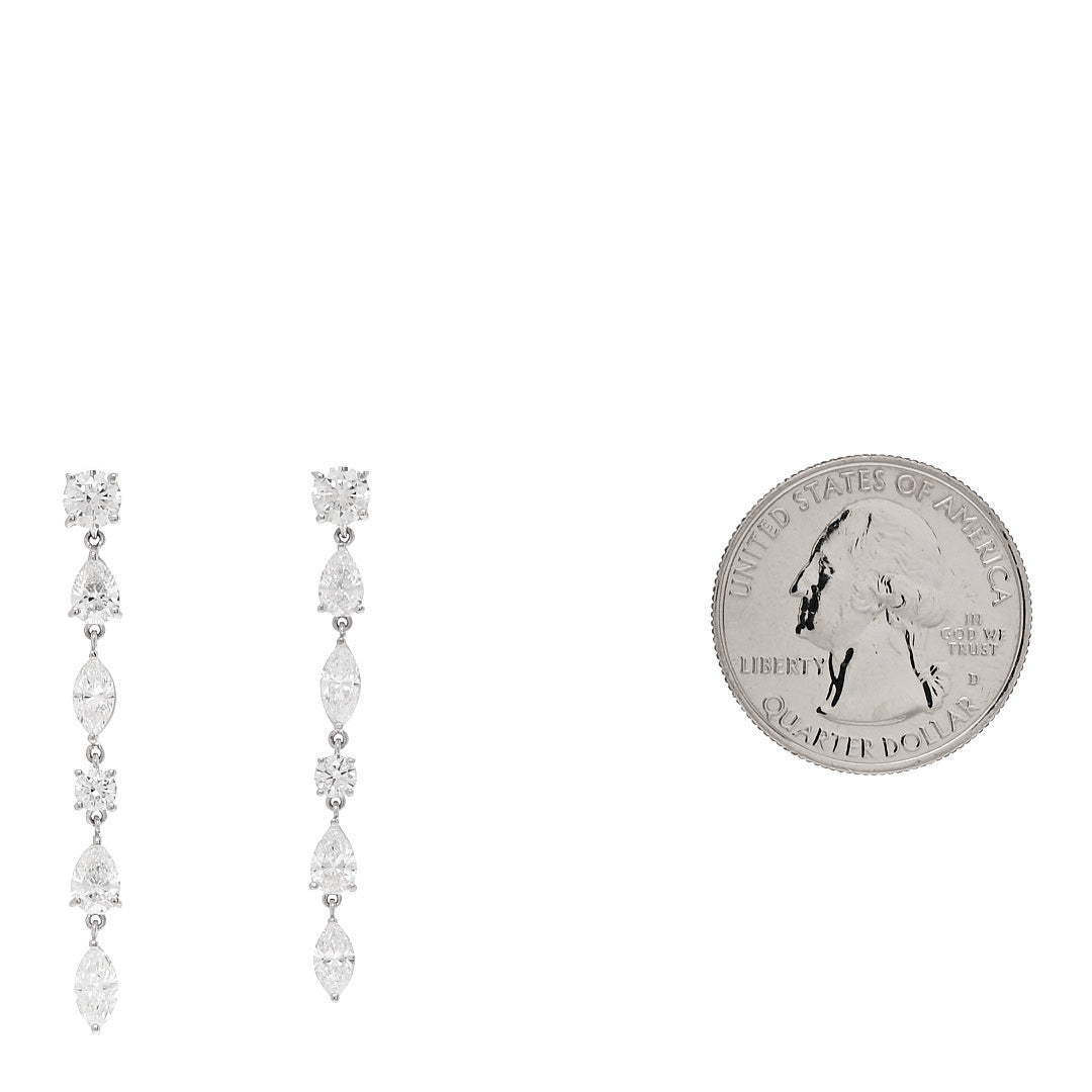 Parker & West by FASHIONPHILE Platinum Diamond 2.71ctw Round Pear Marquise Cut Drop Earrings 2 of 4