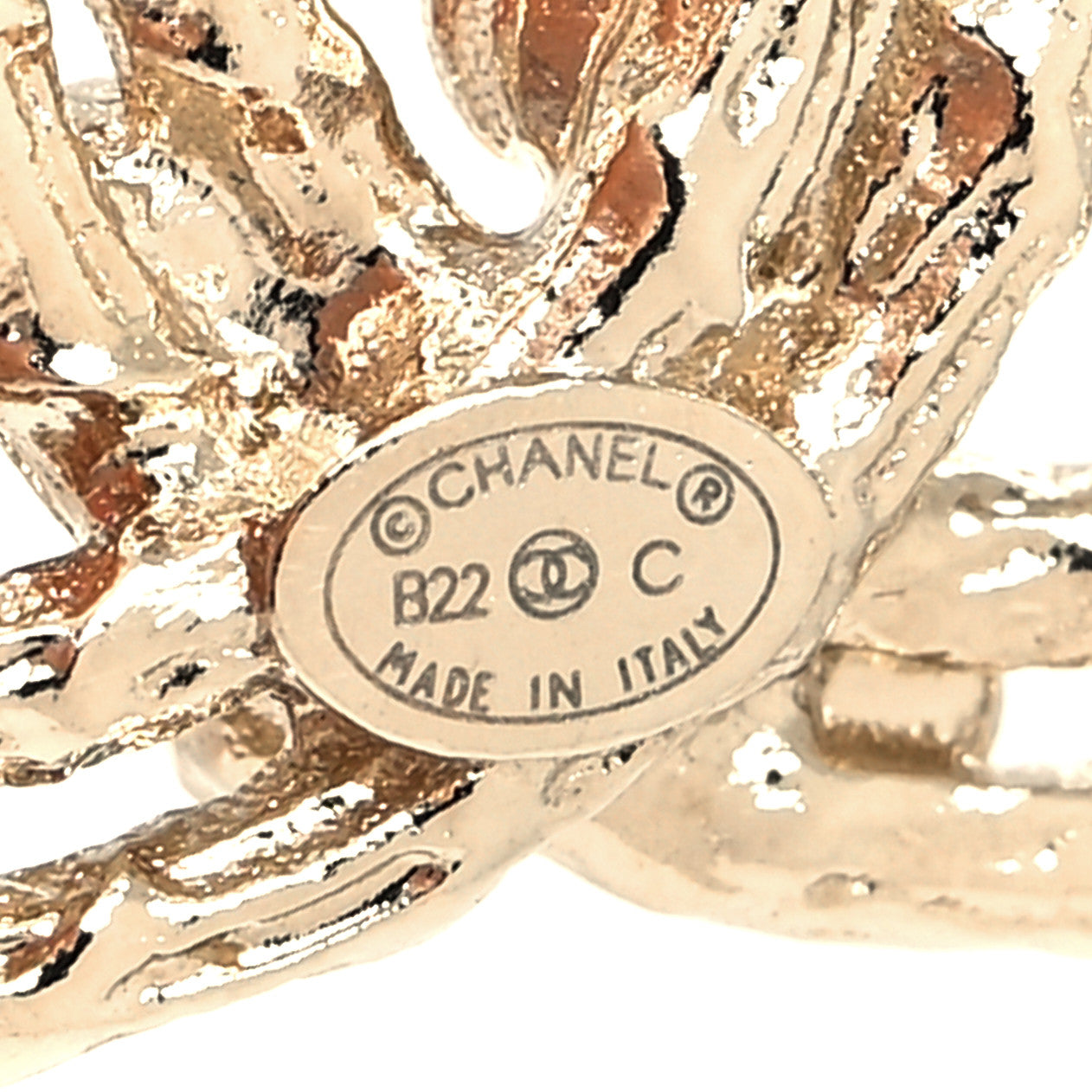 Chanel Crystal CC Camellia Earrings Gold 4 of 4