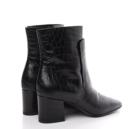 Givenchy Calfskin Crocodile Embossed Ankle Boots 36 Black 4 of 7