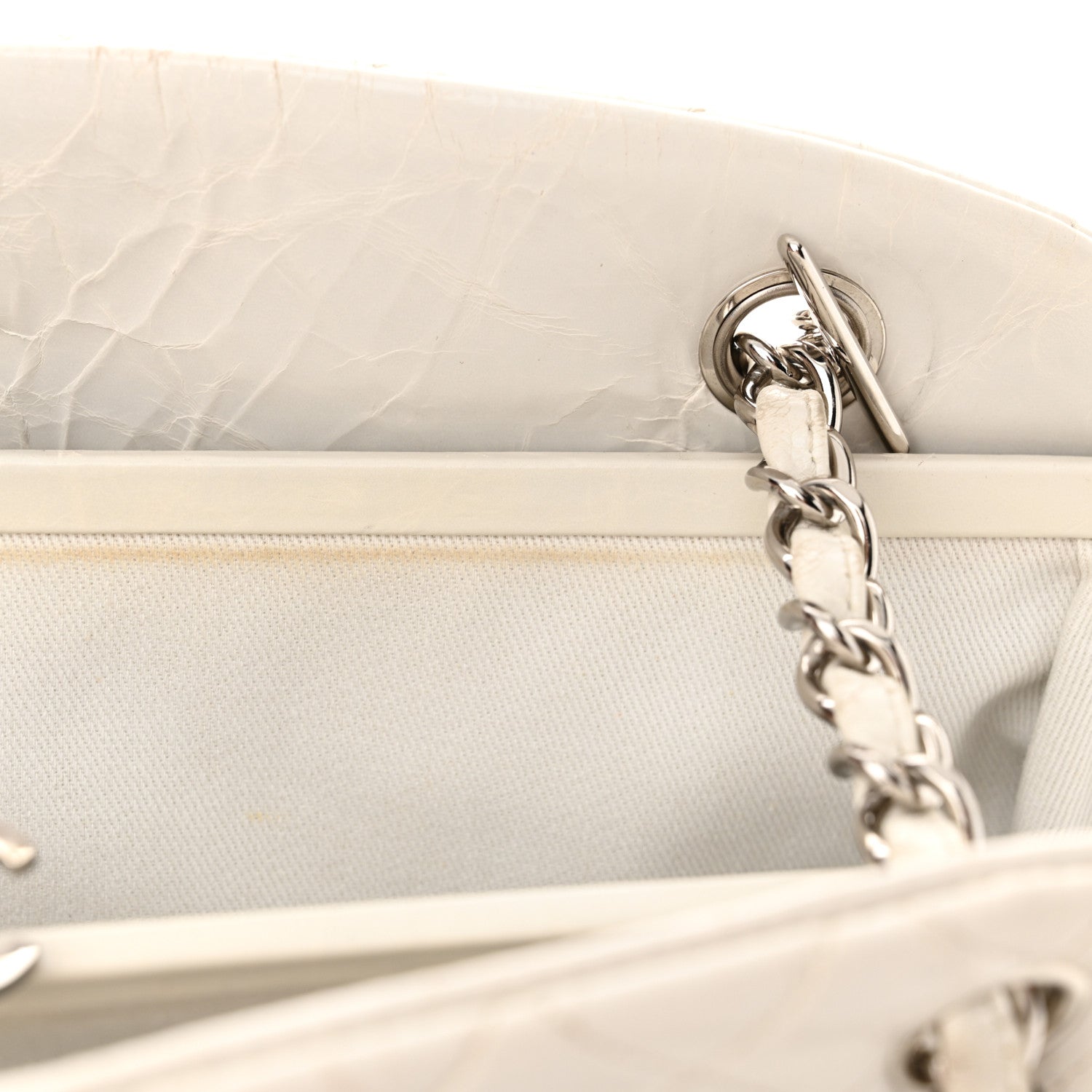 Chanel Glazed Calfskin Quilted Medium Just Mademoiselle Bowling Bag White 12 of 19