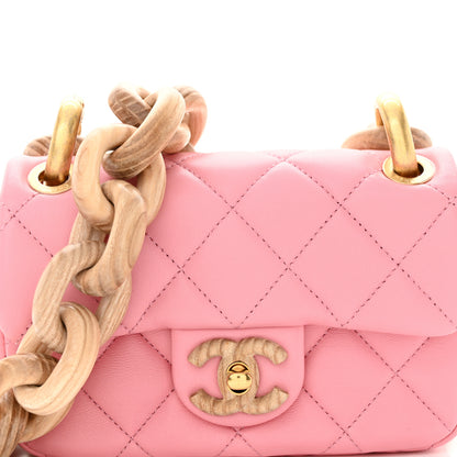 Chanel Lambskin Wenge Quilted Mini Fashion Wood Square Flap Pink 8 of 10
