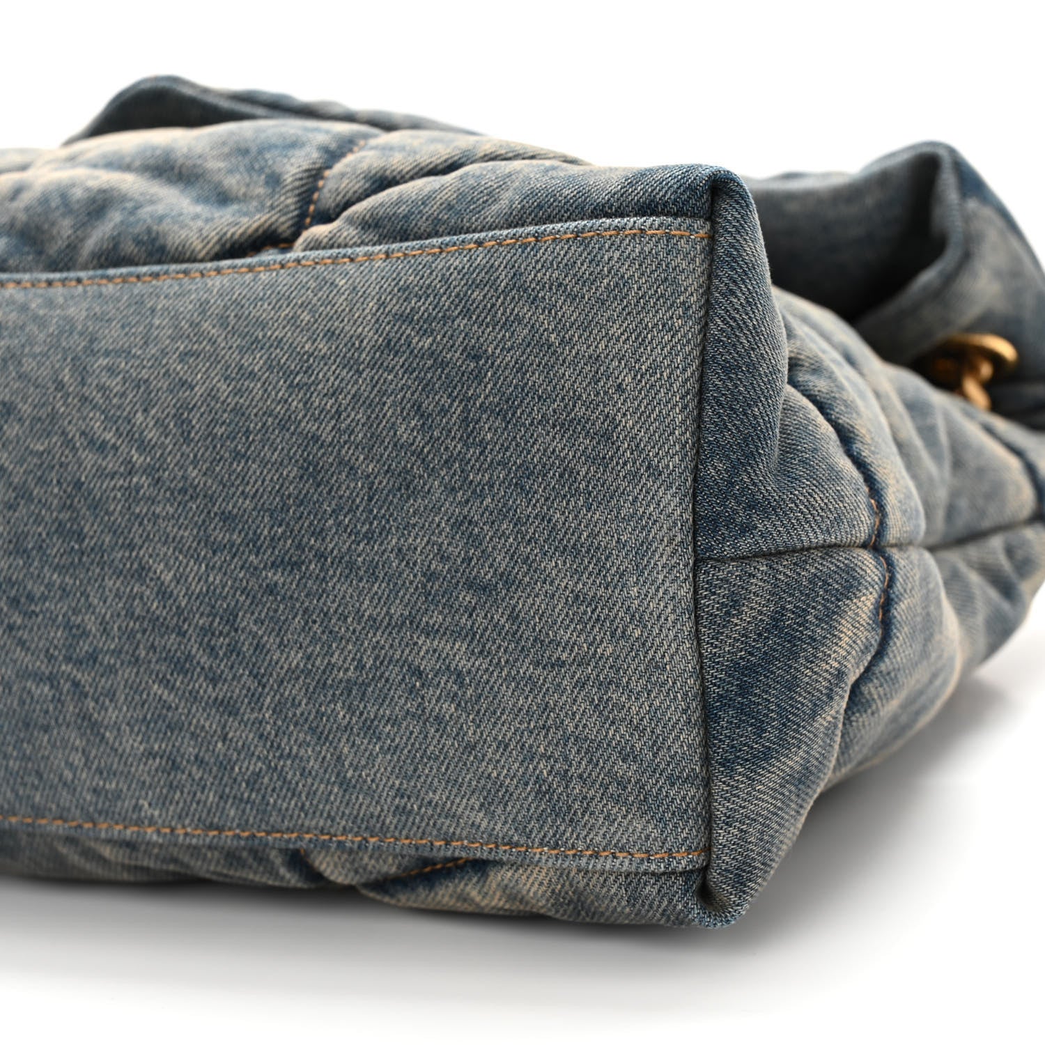 Saint Laurent Denim Quilted Medium Loulou Puffer Monogram Chain Satchel Blue Cinnamon 10 of 10