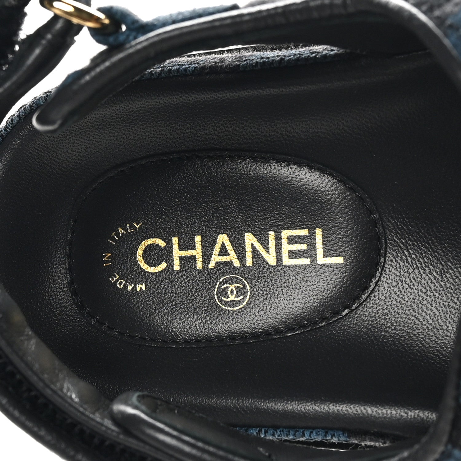 Chanel Denim Velcro Dad Sandals 36.5 Dark Grey Blue Black 7 of 9