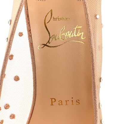 Christian Louboutin Suede Lame Crystal Strass Follies 100 Pumps  38.5 Light Silk 7 of 9