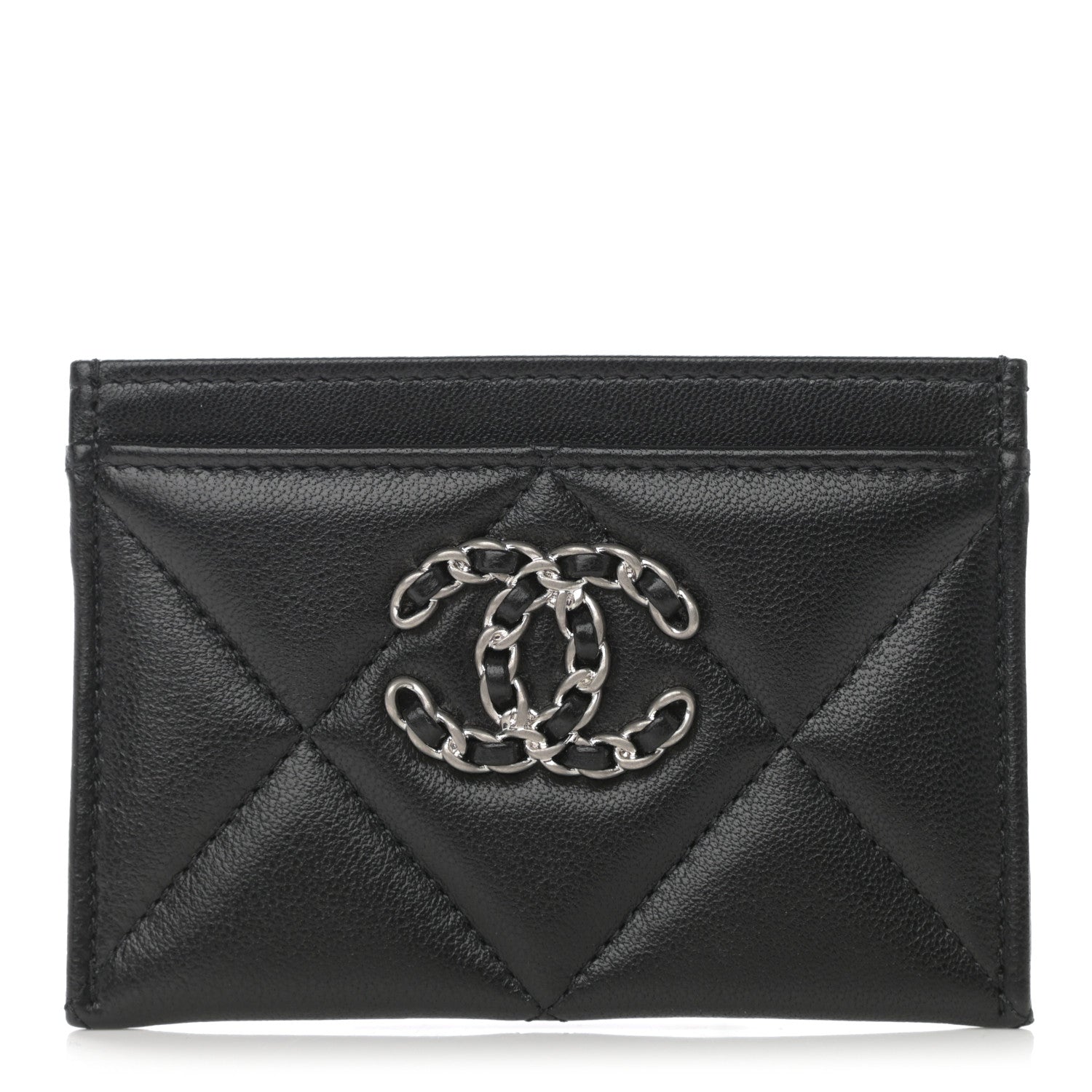 Chanel Lambskin Quilted Chanel 19 Card Holder Black 1 of 8
