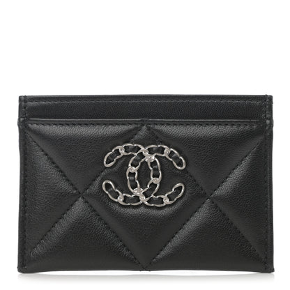 Chanel Lambskin Quilted Chanel 19 Card Holder Black 1 of 8