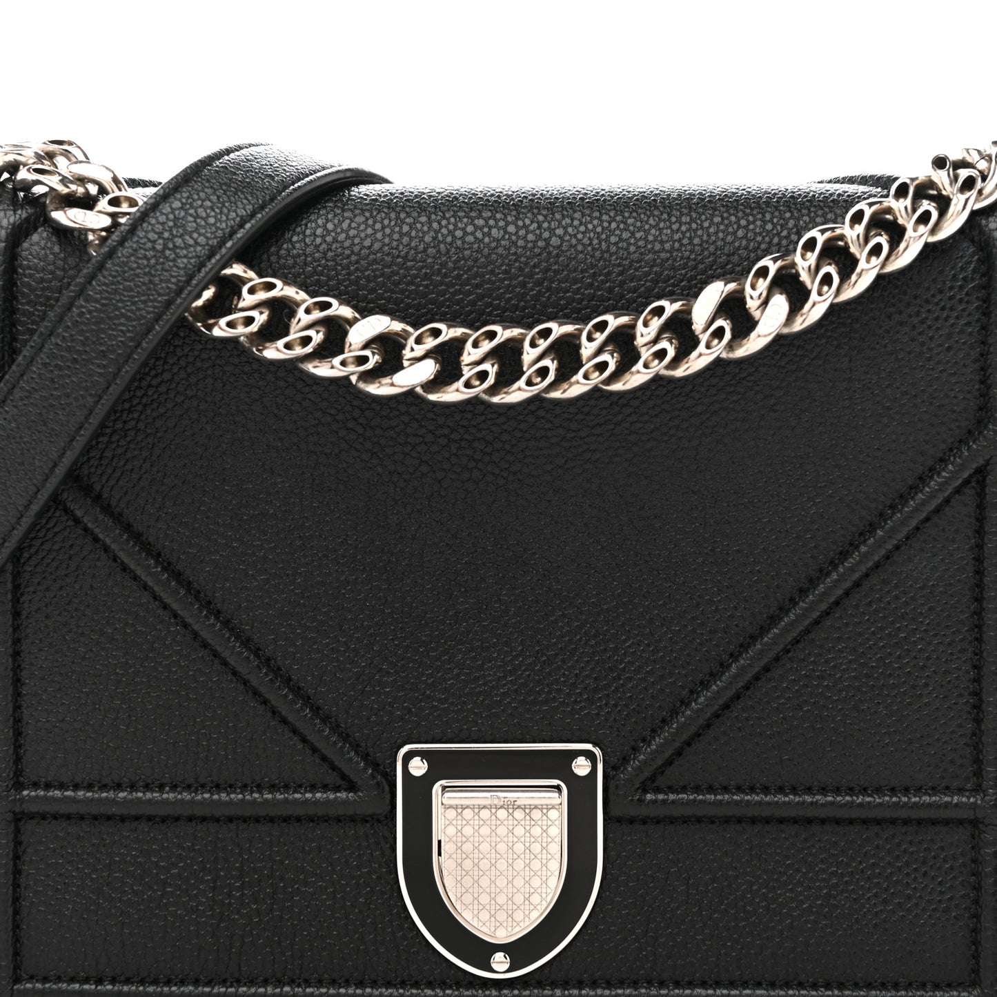 Grained Calfskin Medium Diorama Flap Bag Black