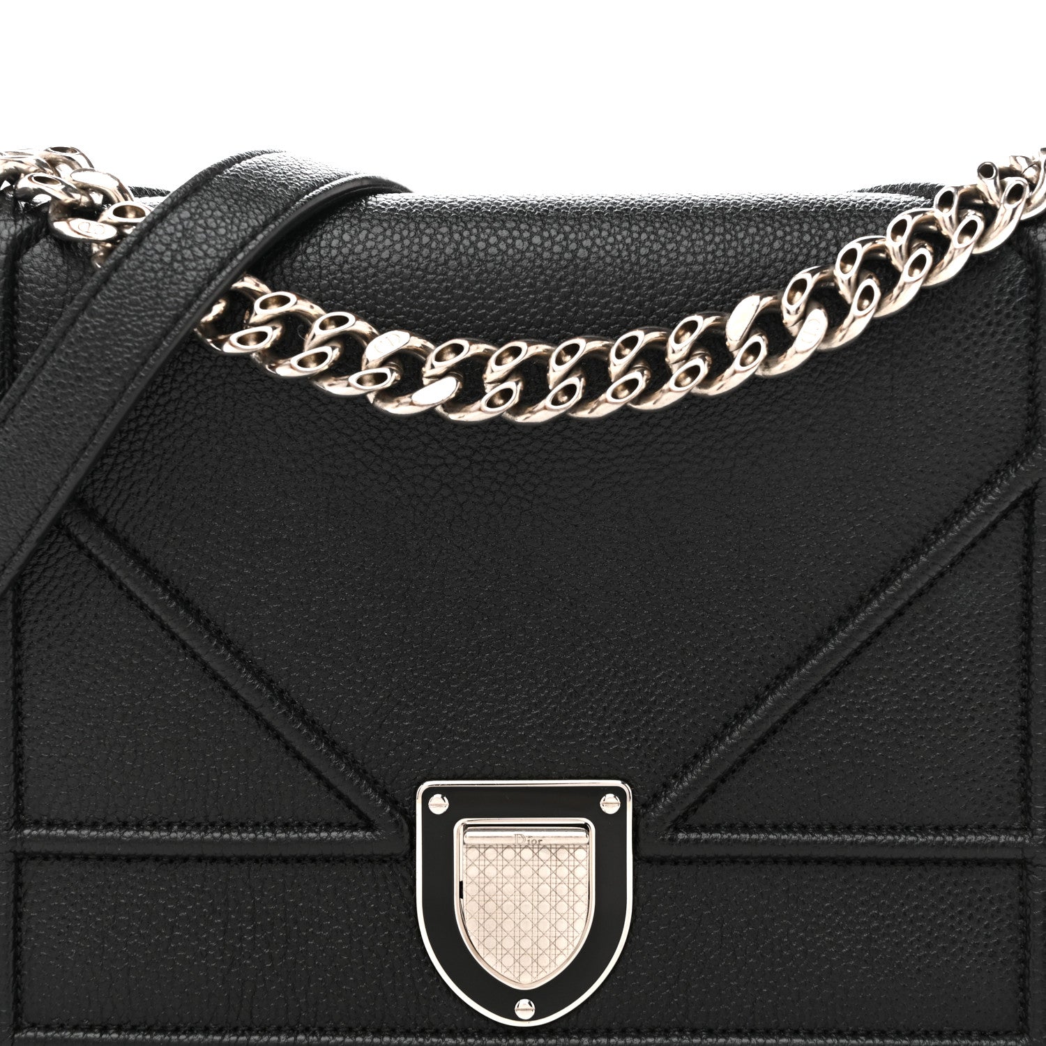 Christian Dior Grained Calfskin Medium Diorama Flap Bag Black 8 of 11