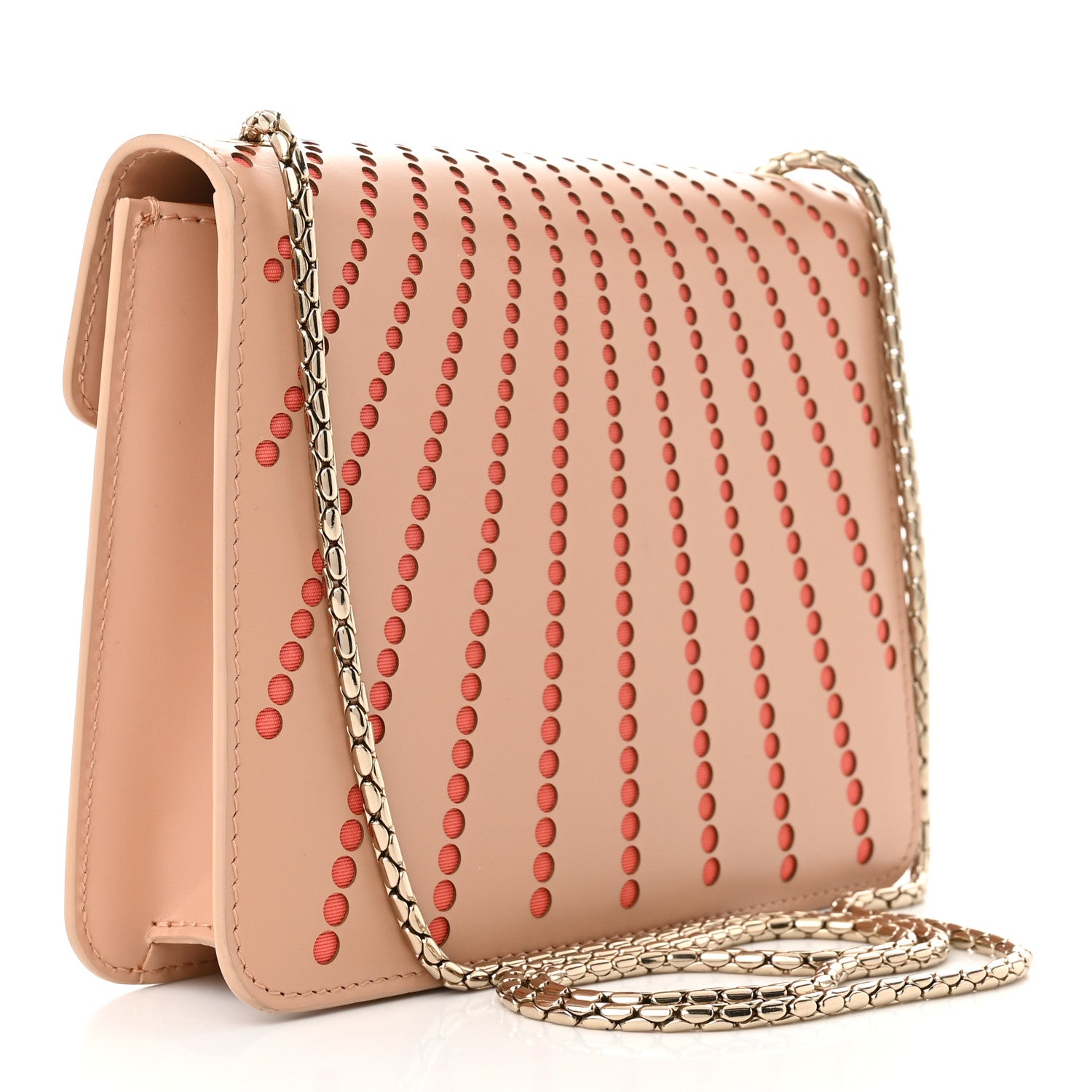 Bulgari Calfskin Laser Cut Small Serpenti Forever Diamond Blast Sunshine Crossbody Bag Beige 3 of 10
