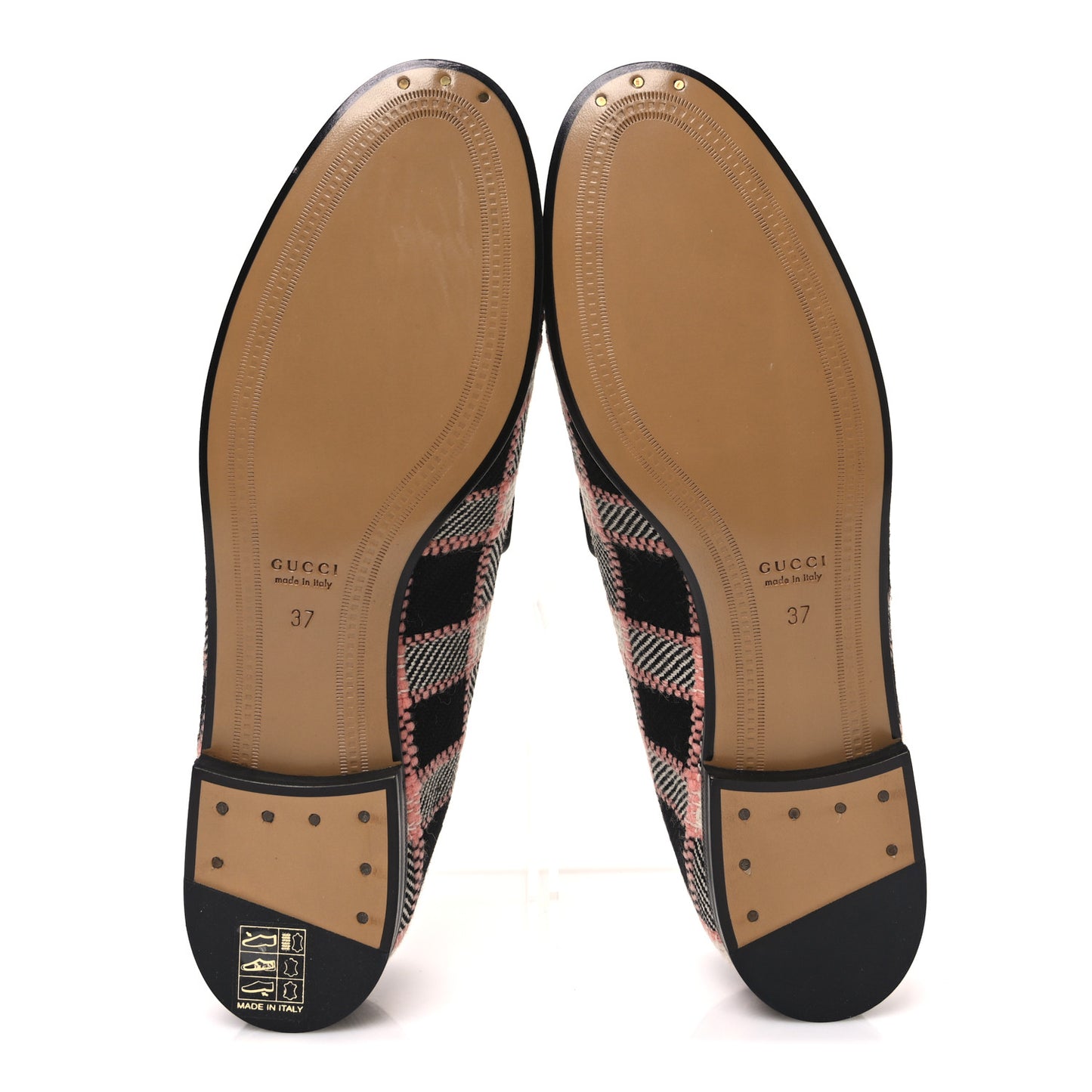 Tweed Check Horsebit Womens Jordaan Loafers 37 Black Pink Multicolor