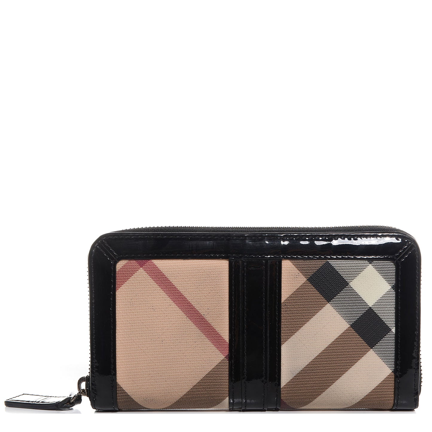 Supernova Check Patent Large Ziggy Zip Around Wallet Black