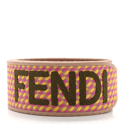 Fendi Canvas Vitello King Logo Embroidered Shaped Strap You Bouganville Mimosa Miele Sand 2 of 5