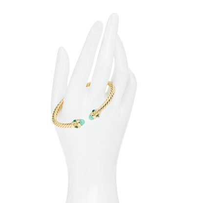 David Yurman 18K Yellow Gold Chrysoprase Peridot Chalcedony 5mm Renaissance Bracelet 2 of 4