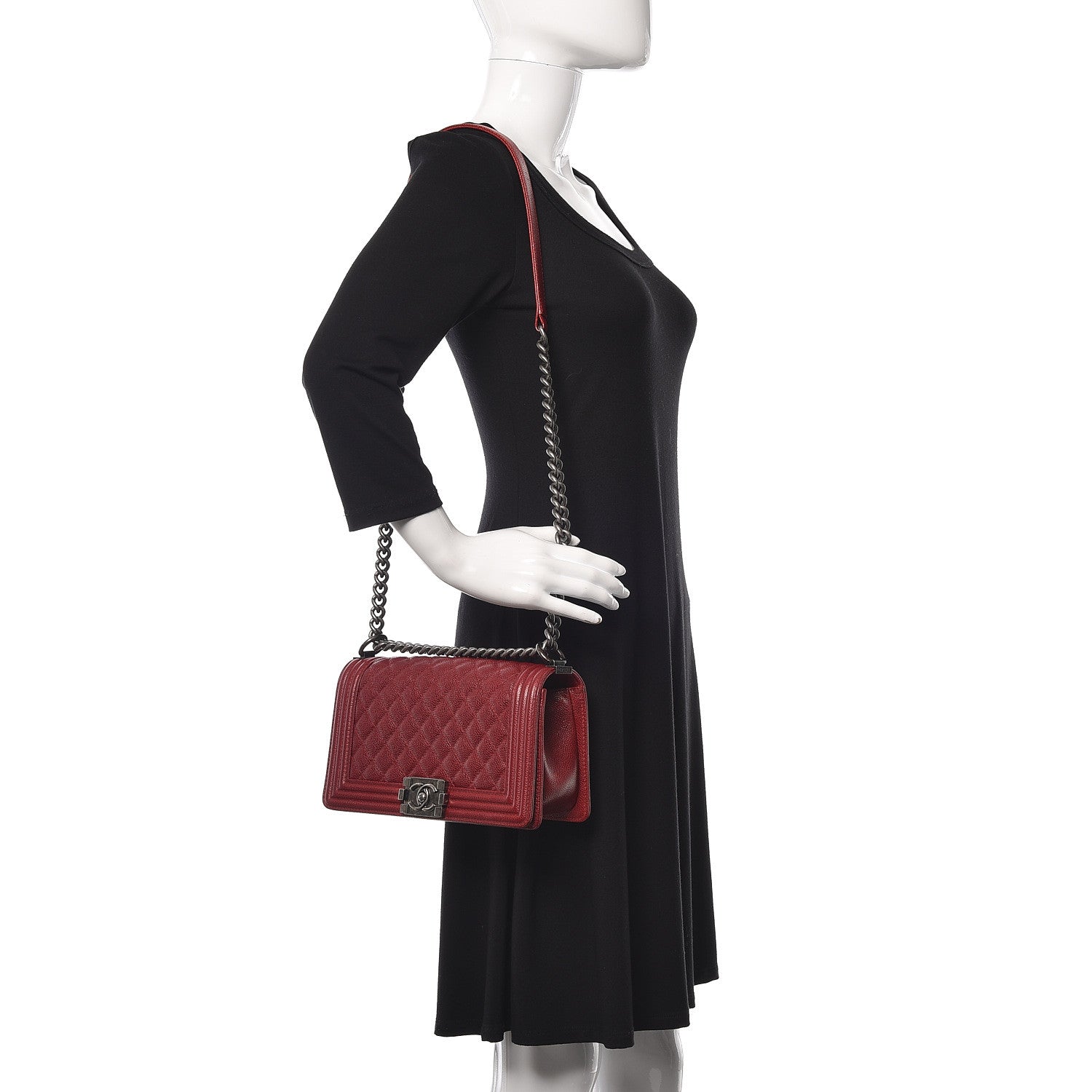 Chanel Caviar Quilted Medium Boy Flap Red 2 of 10