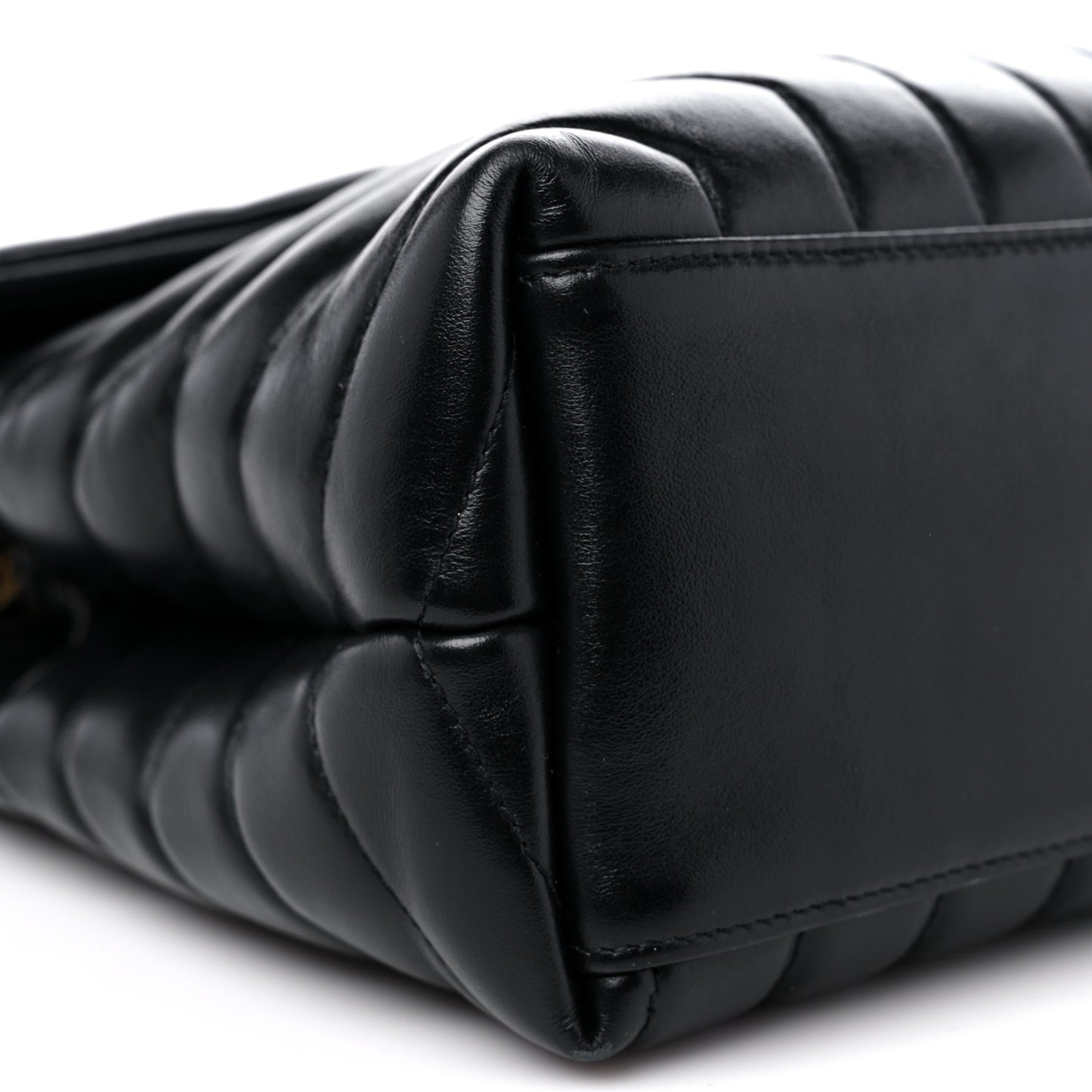 Calfskin Y Quilted Monogram Medium Loulou Chain Satchel Black