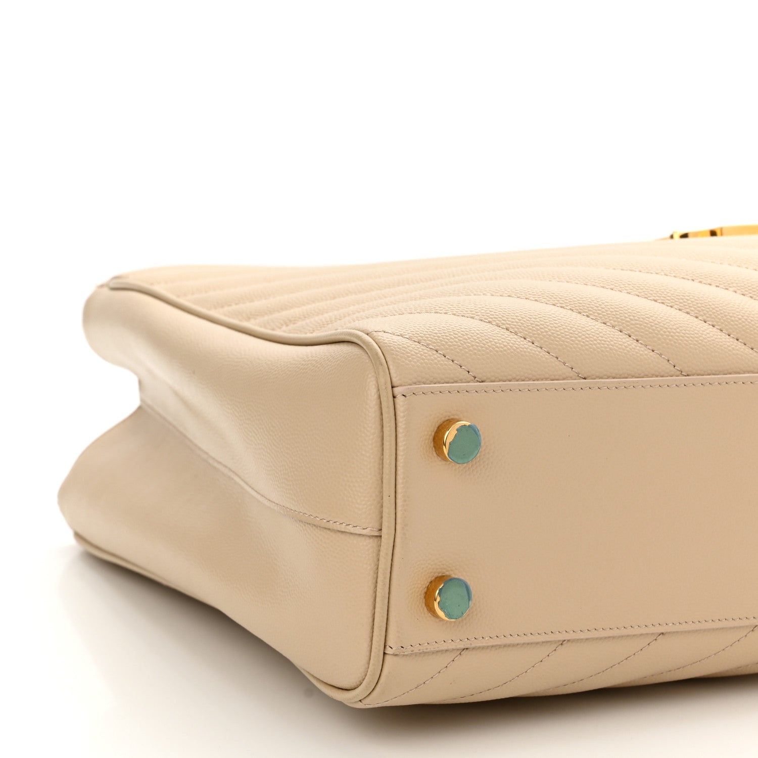 Saint Laurent Grain De Poudre Matelasse Chevron Monogram Shopping Bag Nude Powder 10 of 15