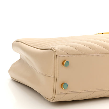 Saint Laurent Grain De Poudre Matelasse Chevron Monogram Shopping Bag Nude Powder 10 of 15