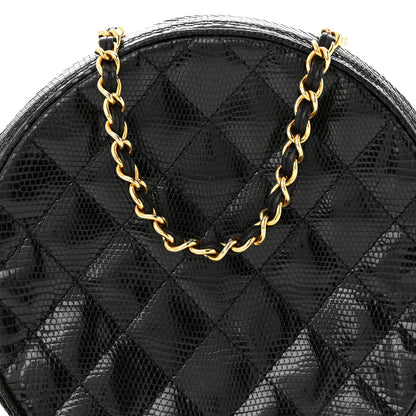 Chanel Lizard Quilted Round Tassel Crossbody Bag Black 9 of 12