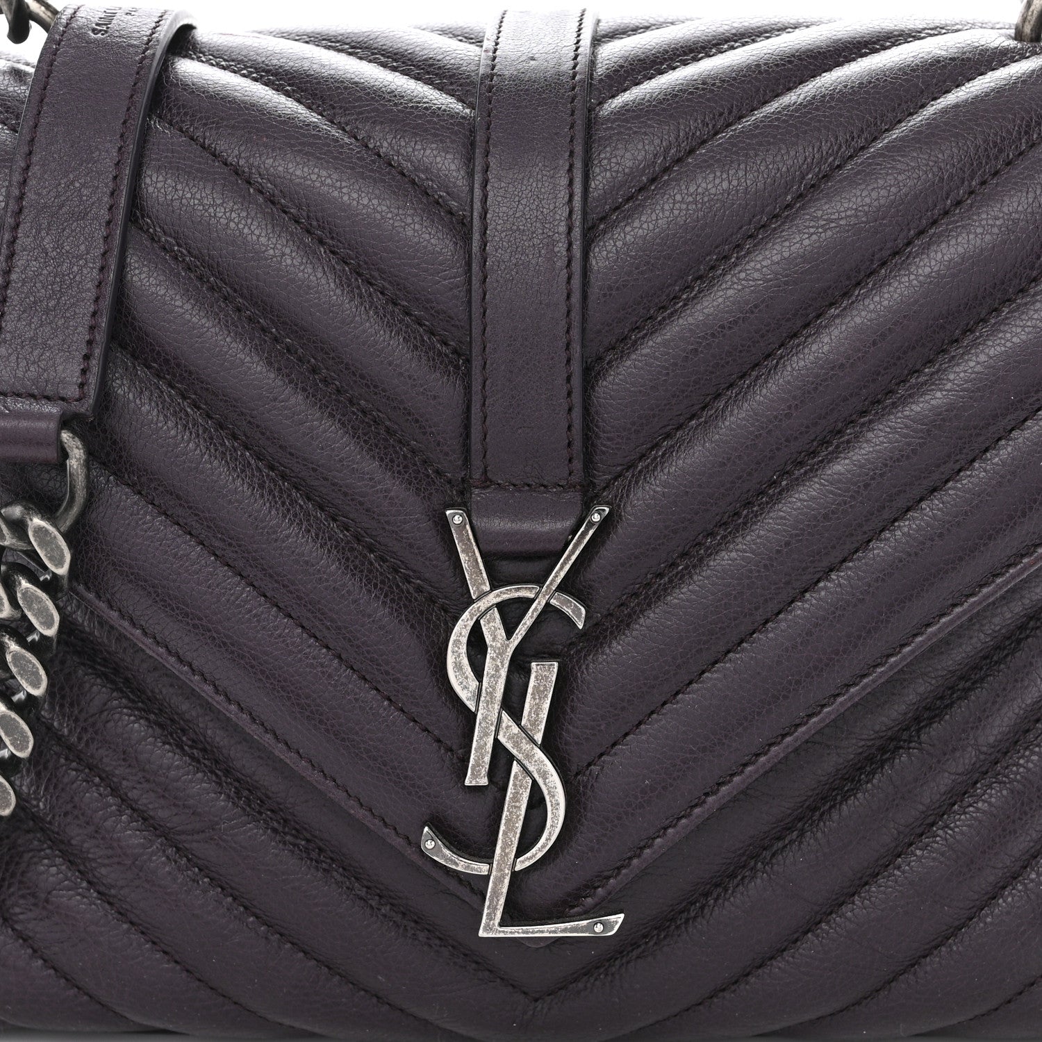 Saint Laurent Sheepskin Matelasse Chevron Monogram Medium College Bag Amaranto 8 of 12