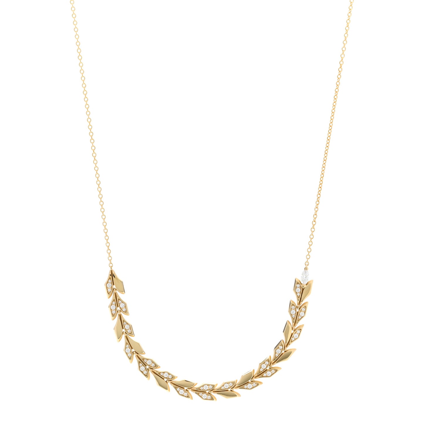 18K Yellow Gold Diamond Victoria Vine East West Necklace