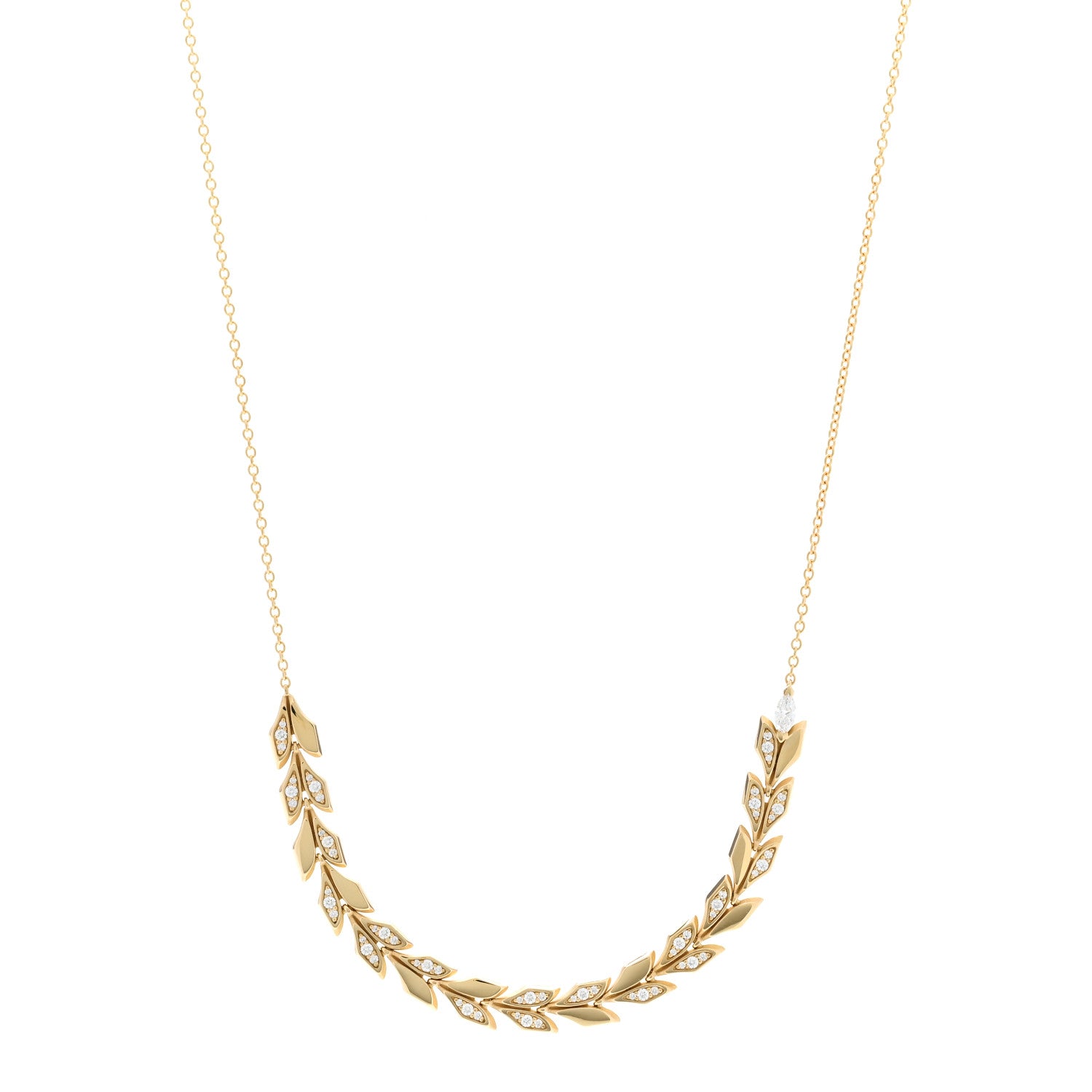 Tiffany 18K Yellow Gold Diamond Victoria Vine East West Necklace 1 of 7