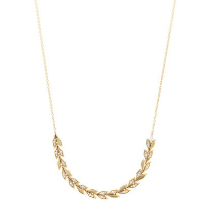 Tiffany 18K Yellow Gold Diamond Victoria Vine East West Necklace 1 of 7