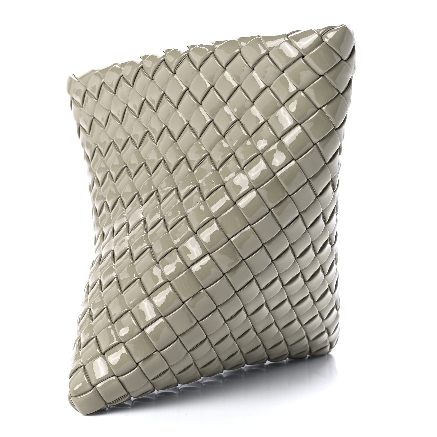 Bottega Veneta Patent Intrecciato Triangle Clutch Grey 2 of 7