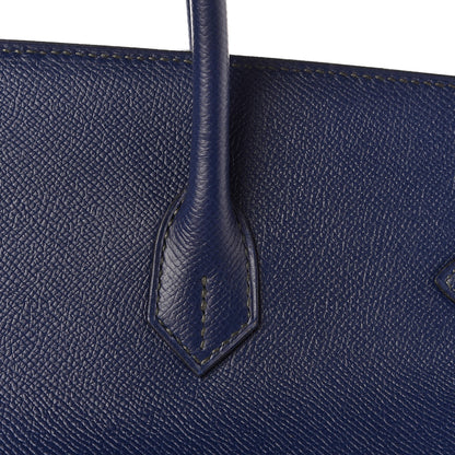 Hermes Epsom Horseshoe Birkin 40 Bleu Saphir Malachite 31 of 32