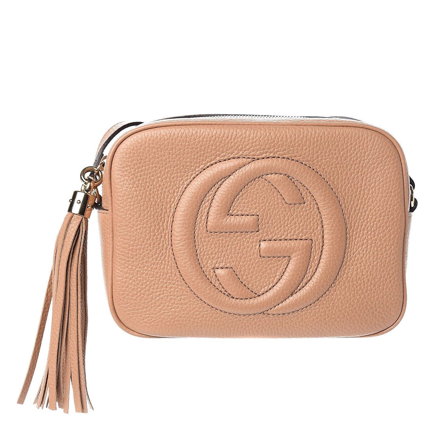 Pebbled Calfskin Small Soho Disco Bag Rose Beige